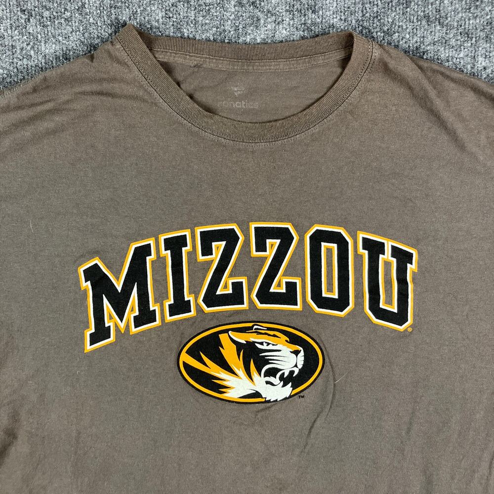 Fanatics Mizzou T-Shirt Mens 2XL Brown Graphic‎ Short Sleeve Cotton Tee